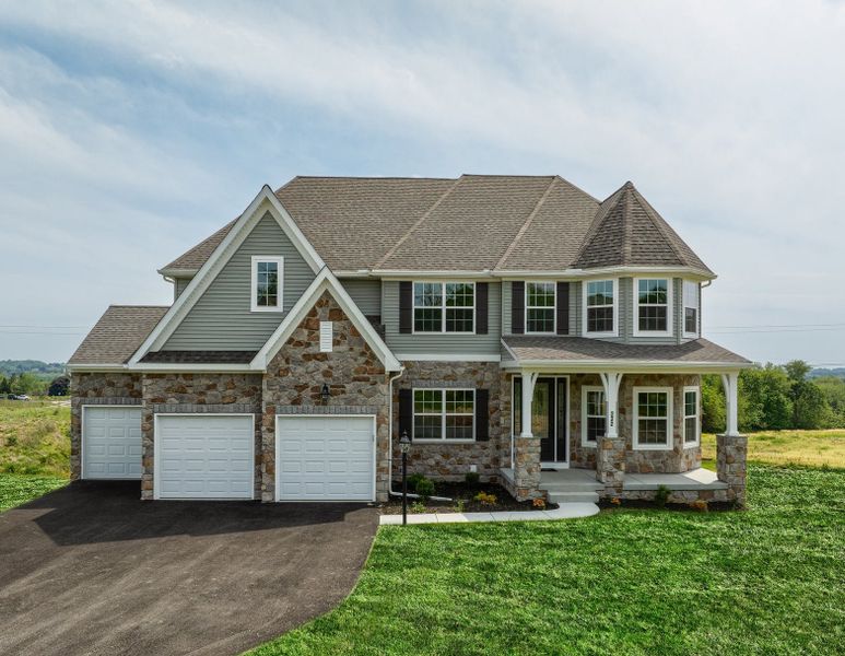 Representative exterior photo of a completed home built from the Hawthorne by Keystone Custom Homes in McLean South Shore, Belmont, NC (Image 17).