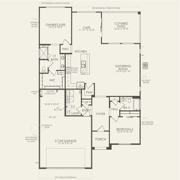 2D floor plan layout for the Sanctuary by Del Webb in Sun City Anthem at Merrill Ranch, Florence, AZ (Image 3).