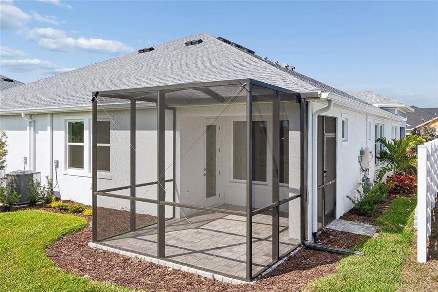 Exterior details and patio area of a home in Gracewater at Sarasota, Sarasota (Image 3).