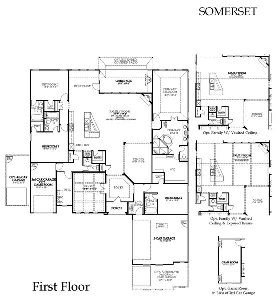 2D floor plan layout for the Somerset by Windsor Homes in Winding Creek, Rockwall, TX (Image 7).