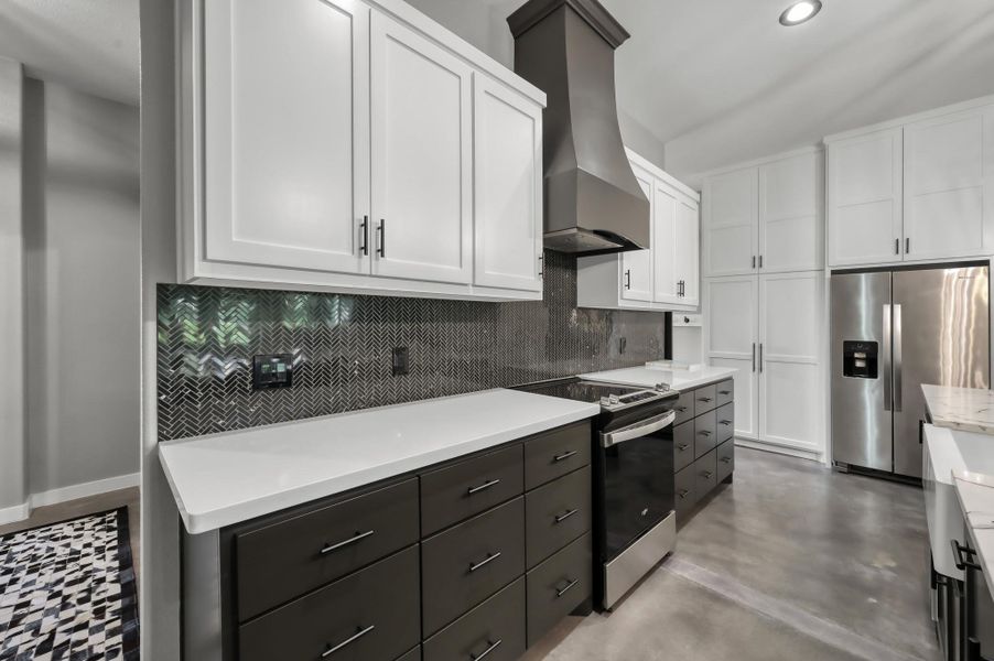 a statement range hood, providing both style and functionality.