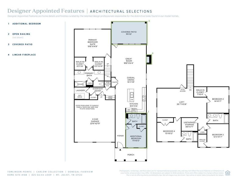 2D floor plan layout of this home in Tomlinson Pointe, Mount Juliet, TN (Image 4).