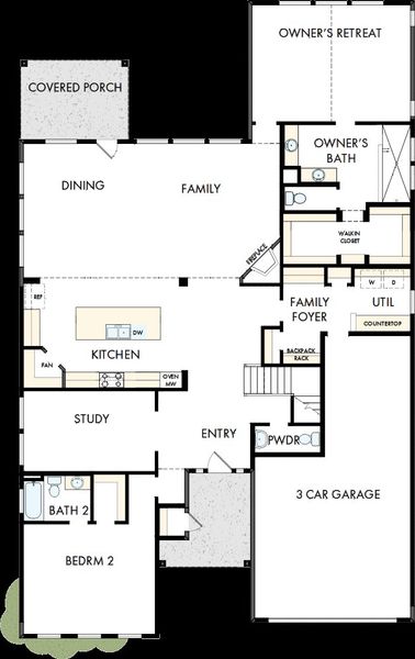 2D floor plan layout of this home in Pecan Square – Classics, Northlake, TX (Image 5).