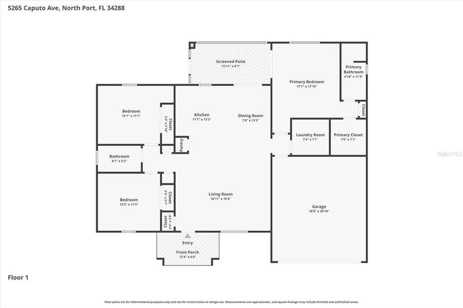 2D floor plan layout of this home in , North Port, FL (Image 5). 2D floor plan layout of this home in , North Port, FL (Image 5).