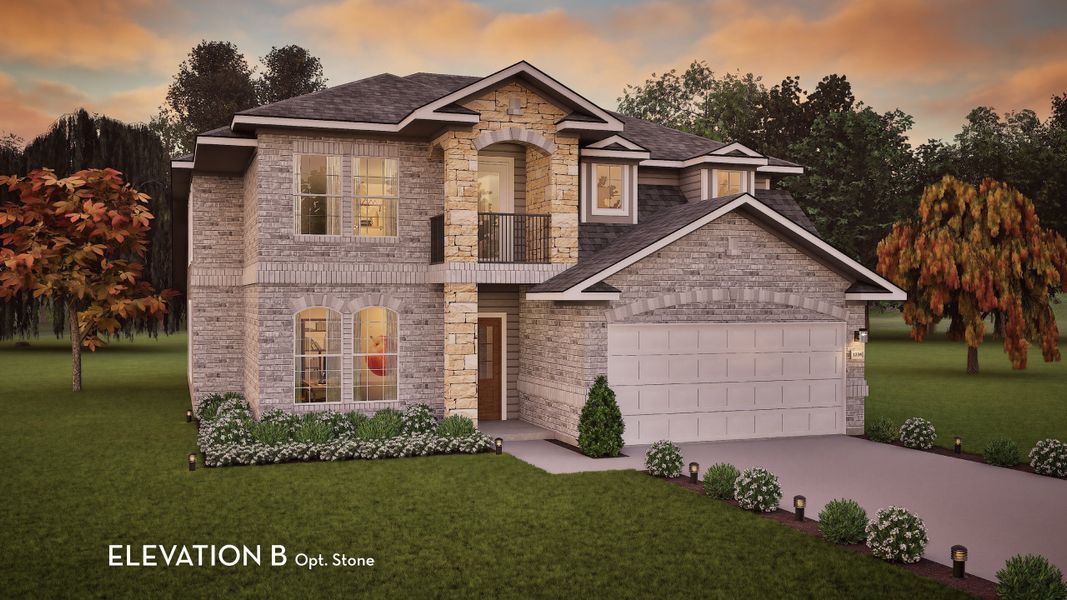 Representative exterior photo of a completed home built from the Silverthorne by CastleRock Communities in Hickory Ridge, Elmendorf, TX (Image 17). Representative exterior photo of a completed home built from the Silverthorne by CastleRock Communities in Hickory Ridge, Elmendorf, TX (Image 17).