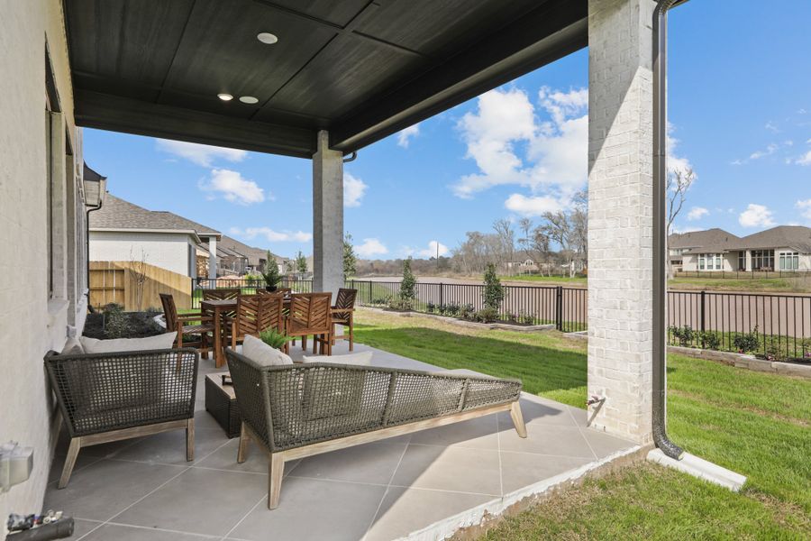 Exterior details and patio area of a home in Fulbrook on Fulshear Creek 60', Fulshear (Image 4).