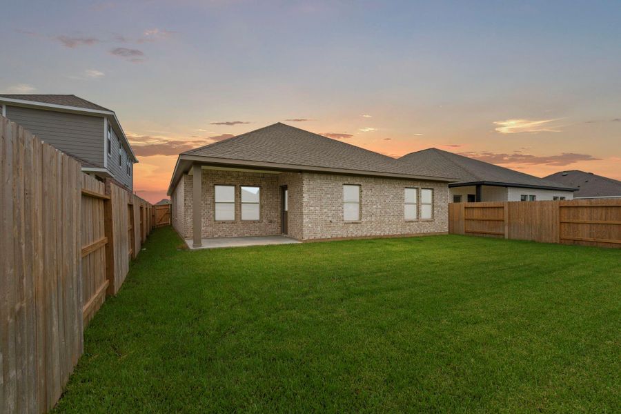 Exterior details and patio area of a home in Windrose Green, Angleton (Image 3). Exterior details and patio area of a home in Windrose Green, Angleton (Image 3).