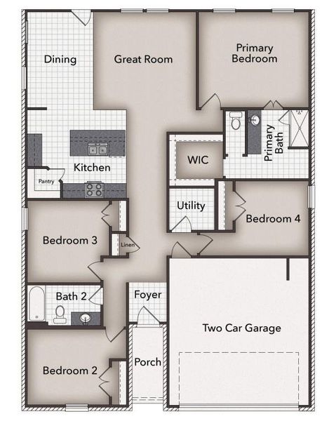 2D floor plan layout of this home in Harrington Trails, New Caney, TX (Image 2). 2D floor plan layout of this home in Harrington Trails, New Caney, TX (Image 2).
