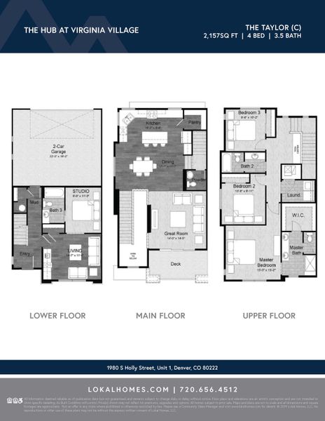 2D floor plan layout for the Taylor by Lokal Homes in The Commons at Victory Ridge, Colorado Springs, CO (Image 5).