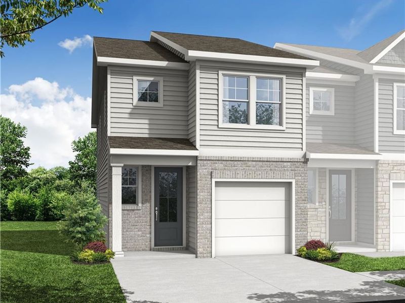 Front exterior of a new home in Stegall Village, Emerson, GA, highlighting curb appeal (Image 2).