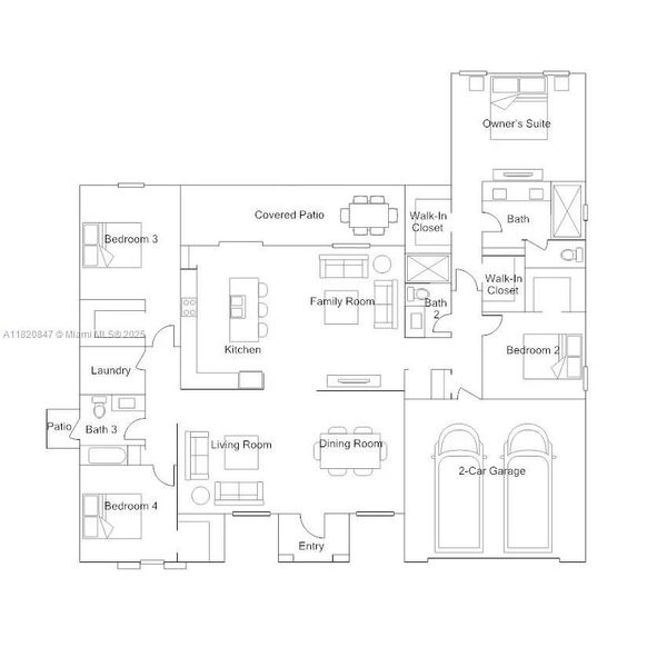 2D floor plan layout of this home in , Homestead, FL (Image 4).