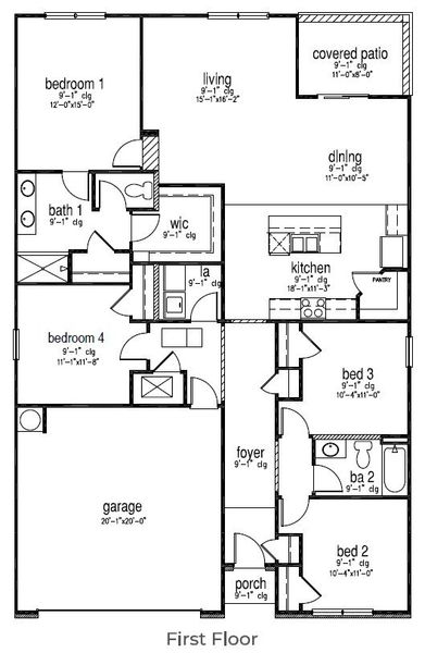 2D floor plan layout of this home in Holly Oaks, Statesboro, GA (Image 5).