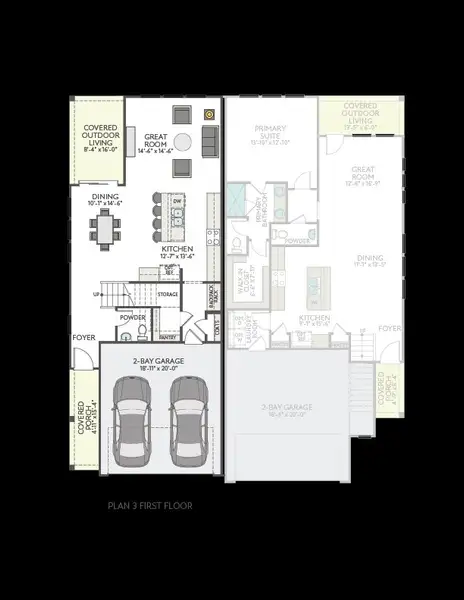 2D floor plan layout for the Tribeca by Tri Pointe Homes in Union Collection at Park Central, Georgetown, TX (Image 4). 2D floor plan layout for the Tribeca by Tri Pointe Homes in Union Collection at Park Central, Georgetown, TX (Image 4).