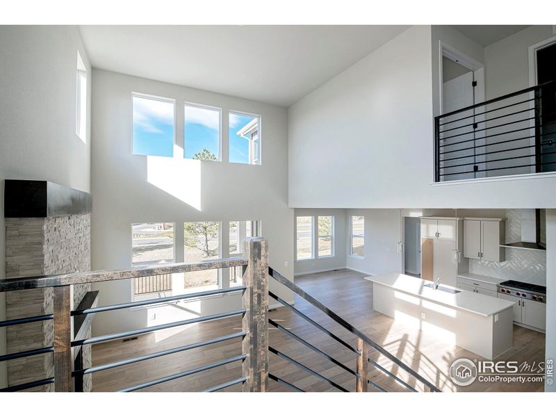 Two story height ceilings and windows