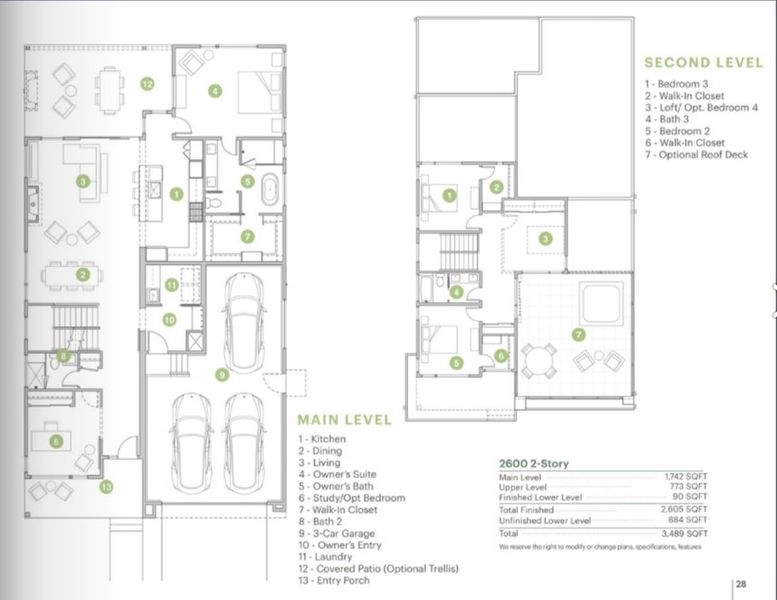 2D floor plan layout for the 2600 2-Story by Markel Homes in Northstar, Longmont, CO (Image 3).