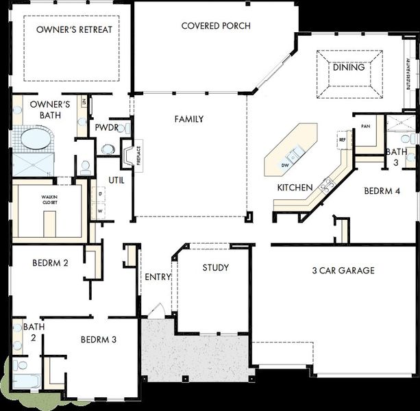 2D floor plan layout of this home in Rees Landing Estates, Spicewood, TX (Image 4).