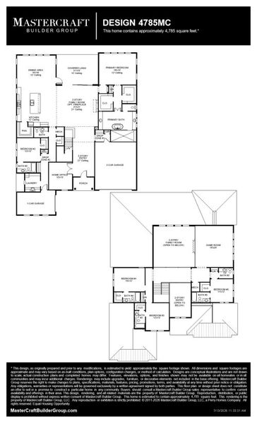 2D floor plan layout for the 4785MC by MasterCraft Builder Group in SilverLeaf, St. Augustine, FL (Image 3).