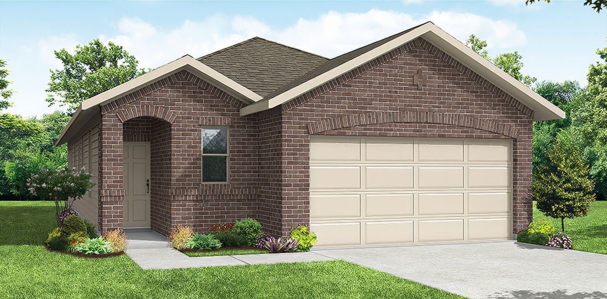 Representative exterior photo of a completed home built from the Cottonwood by Impression Homes in Creekside Ranch, Blue Ridge, TX (Image 4). Representative exterior photo of a completed home built from the Cottonwood by Impression Homes in Creekside Ranch, Blue Ridge, TX (Image 4).
