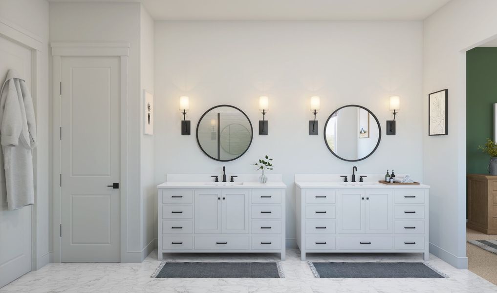 Primary bath with freestanding vanity Primary bath with freestanding vanity