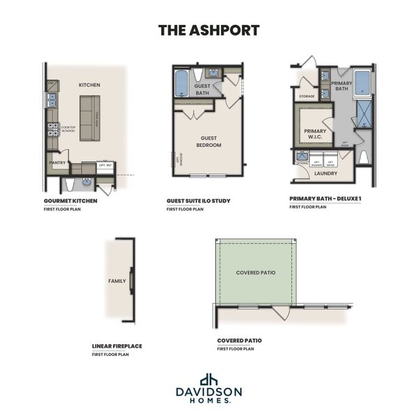 2D floor plan layout for the The Ashport B by Davidson Homes LLC in Saddle Creek Ranch, Cibolo, TX (Image 4).
