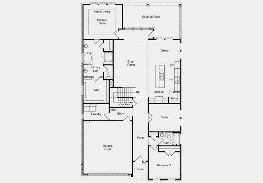 2D floor plan layout for the Windsor by Taylor Morrison in Village Grove, Dripping Springs, TX (Image 3).