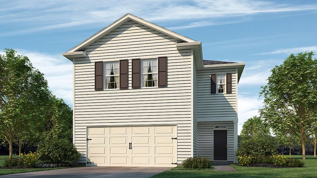 Front exterior of a new home in The Abbey at Trolley Run Station, Aiken, SC, highlighting curb appeal (Image 1). Front exterior of a new home in The Abbey at Trolley Run Station, Aiken, SC, highlighting curb appeal (Image 1).