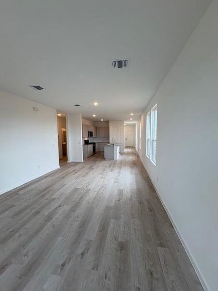 View of kitchen from the living room View of kitchen from the living room