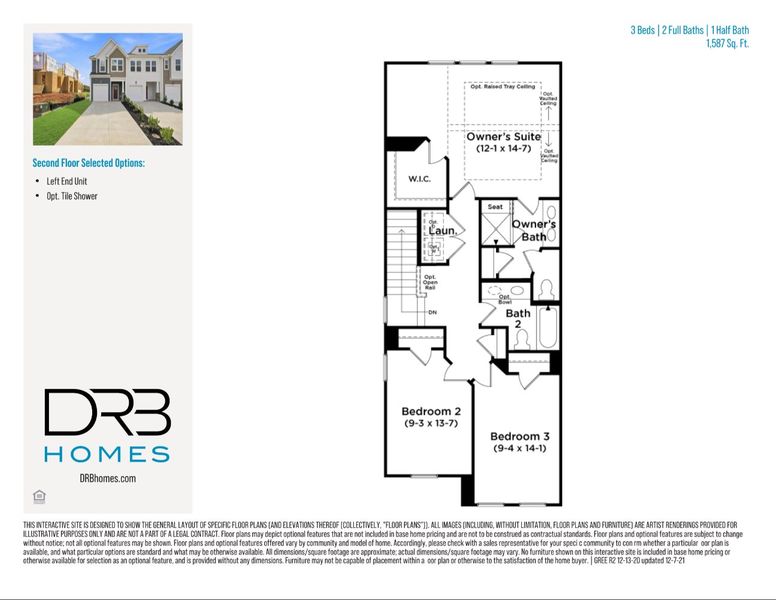 2D floor plan layout of this home in Barton Hollow Townhomes, Fountain Inn, SC (Image 6).
