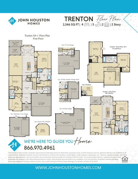 2D floor plan layout for the Trenton by John Houston Homes in Vista Point - Phase 1, Grandview, TX (Image 3).
