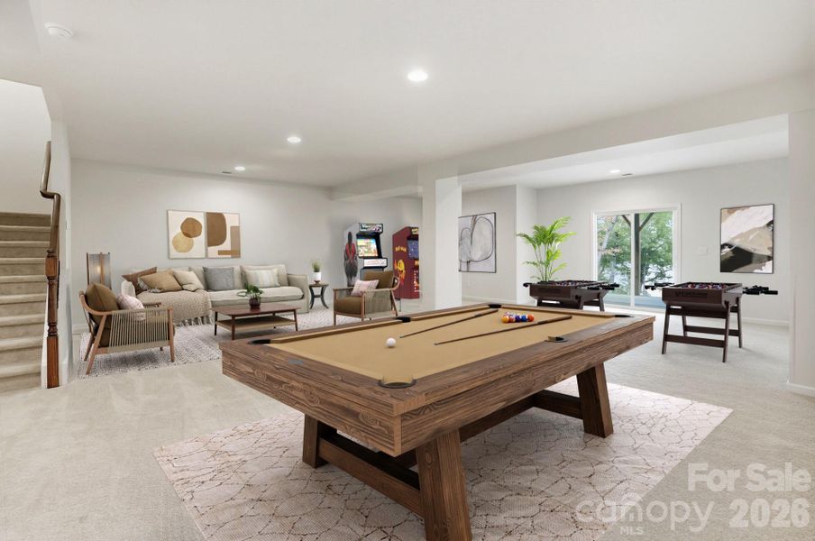 Lower level Rec room Virtually staged