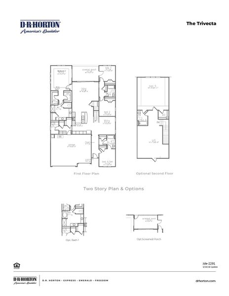 2D floor plan layout for the TRIVECTA by D.R. Horton in Waterbridge, Myrtle Beach, SC (Image 2).