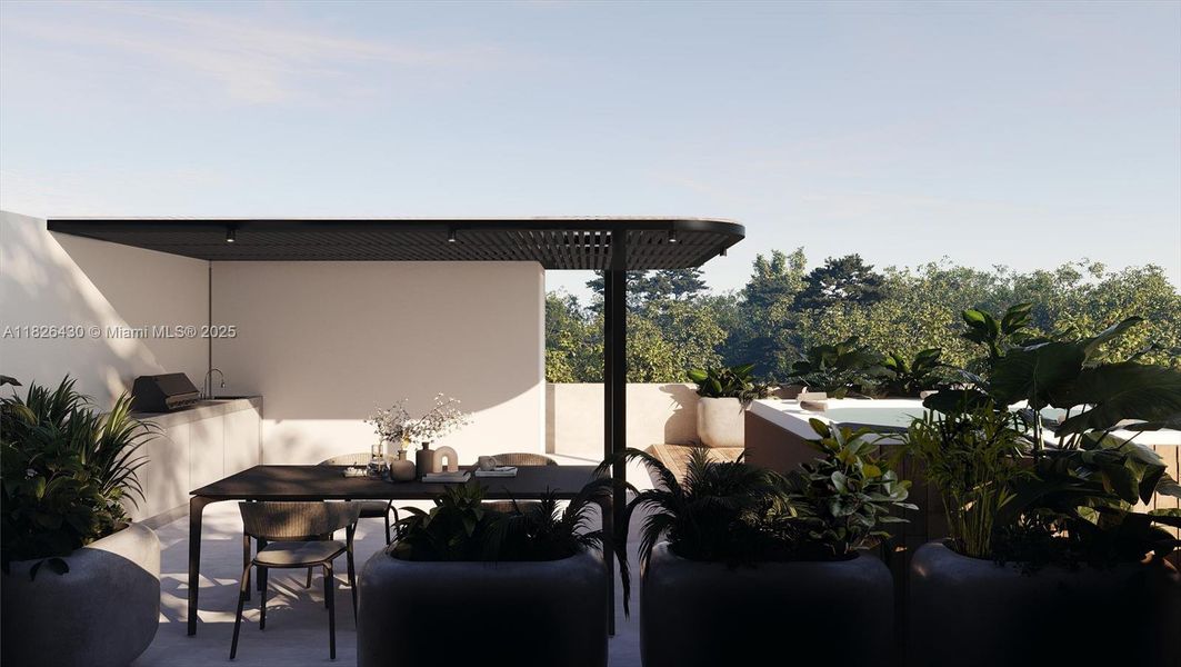 Exterior details and patio area of a home in , Miami (Image 3). Exterior details and patio area of a home in , Miami (Image 3).