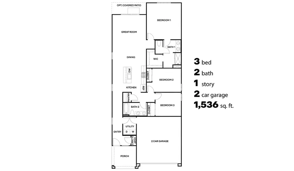 2D floor plan layout of this home in Redford Estates, Tucson, AZ (Image 3).