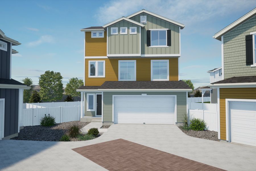 Front exterior of a new home in Banning Lewis Ranch, Colorado Springs, CO, highlighting curb appeal (Image 1). Front exterior of a new home in Banning Lewis Ranch, Colorado Springs, CO, highlighting curb appeal (Image 1).