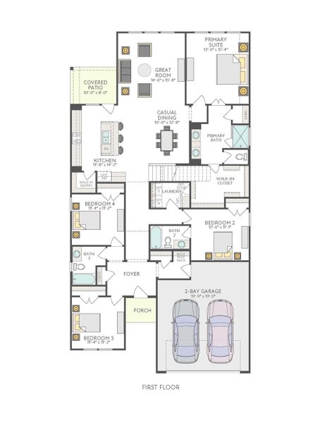 2D floor plan layout for the Fairfield by Tri Pointe Homes in Lagos Reserve, Manor, TX (Image 4).