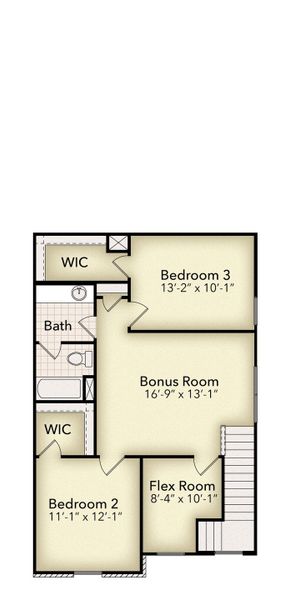 2D floor plan layout for the Nantucket by Parkside Builders in The Woods, Gallatin, TN (Image 4).