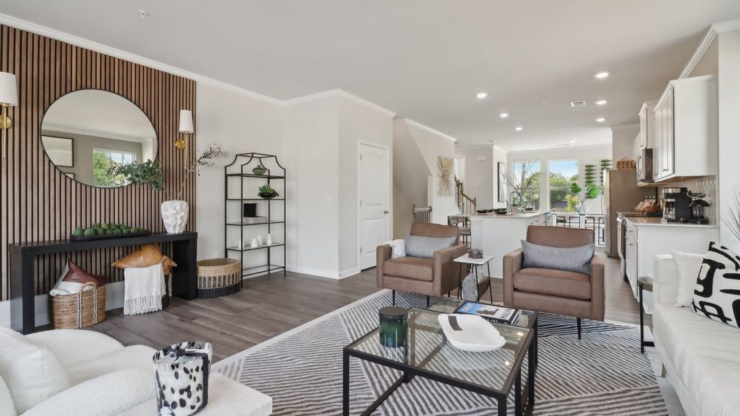 Furnished interior view inside a new home in Townes at Asbury, Hapeville (Image 5). Furnished interior view inside a new home in Townes at Asbury, Hapeville (Image 5).