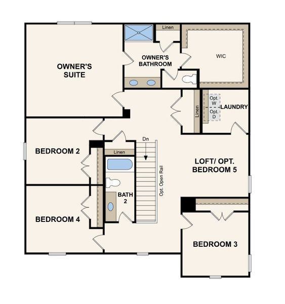 2D floor plan layout for the Jordan by Century Communities in Hawthorne Reserve, Dallas, GA (Image 4).