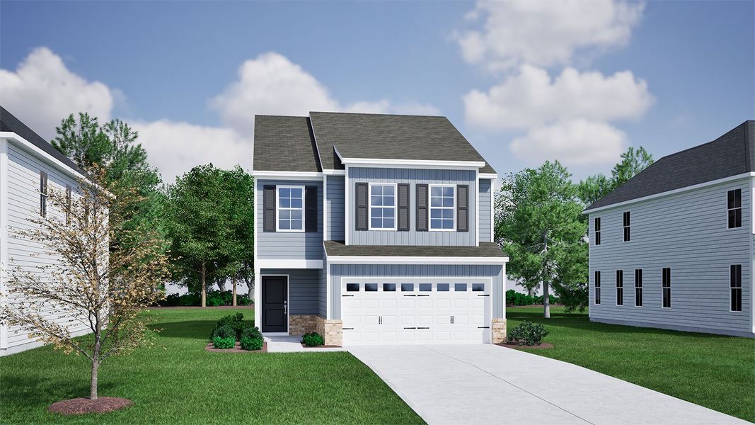 Representative exterior photo of a completed home built from the Highland - Genesis Value Collection by Mungo Homes in Piper Creek, Newton, NC (Image 11).