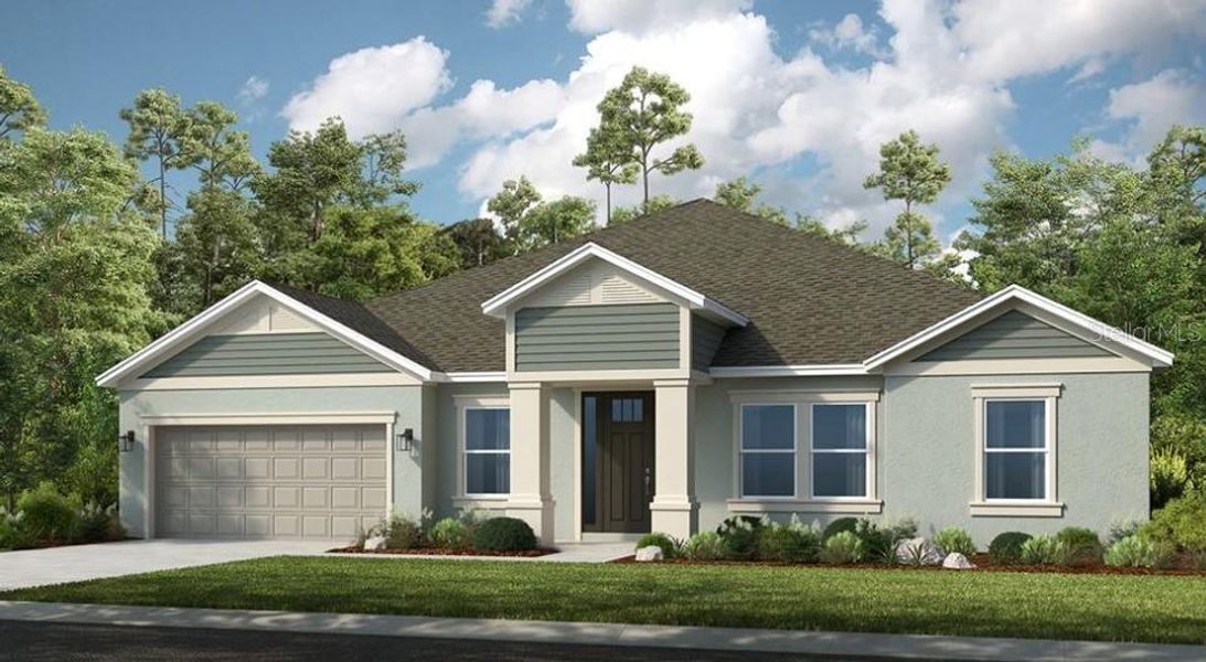 Front exterior of a new home in Ardisia Park, New Smyrna Beach, FL, highlighting curb appeal (Image 1). Front exterior of a new home in Ardisia Park, New Smyrna Beach, FL, highlighting curb appeal (Image 1).
