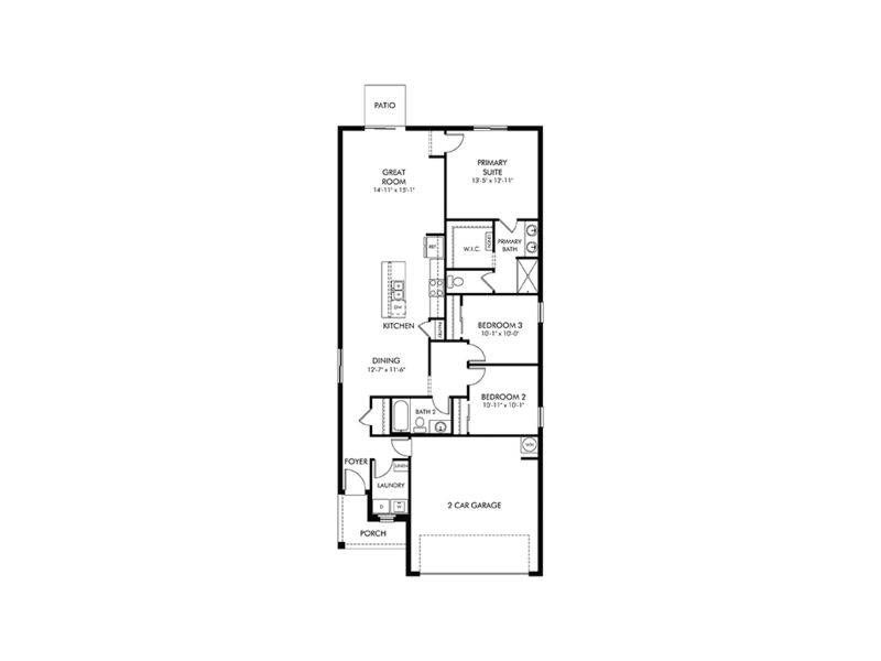 2D floor plan layout for the Everglade by Meritage Homes in Coasterra - Premier Series, Palmetto, FL (Image 3).