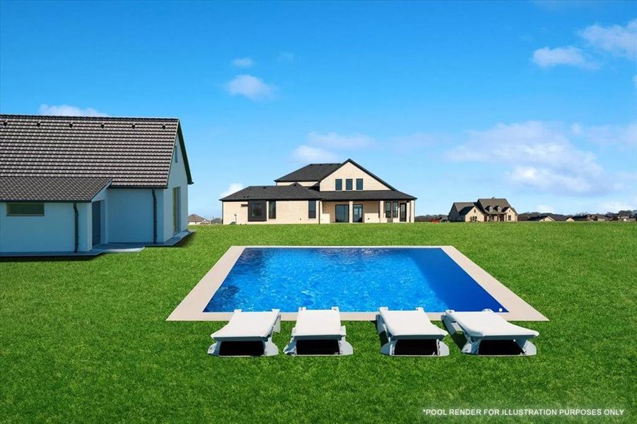 View of pool with a lawn-rendering photo