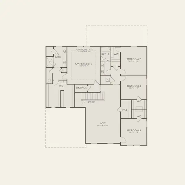 2D floor plan layout for the Oakhurst by Pulte Homes in Stonehill, Howey-in-the-Hills, FL (Image 5).