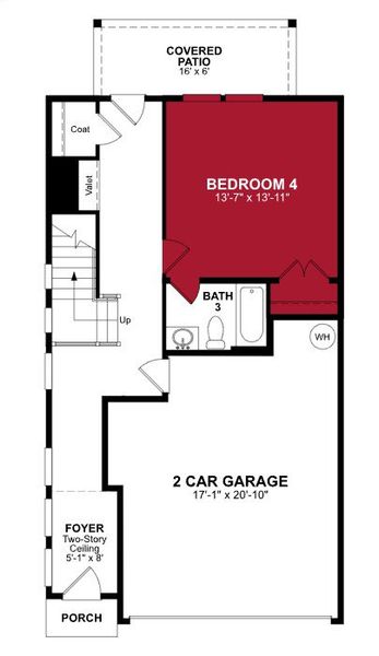 2D floor plan layout of this home in Towne Village at Suwanee Dam, Sugar Hill, GA (Image 4).