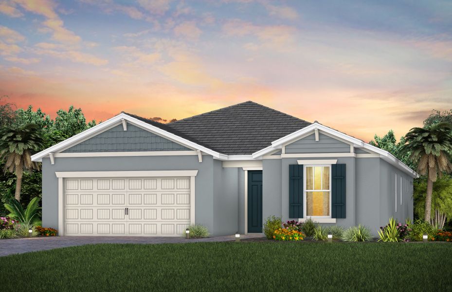 Representative exterior photo of a completed home built from the Prosperity by DiVosta in BeachWalk by Manasota Key, Englewood, FL (Image 23).