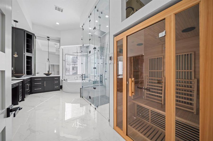 Master bath including sauna and steam room