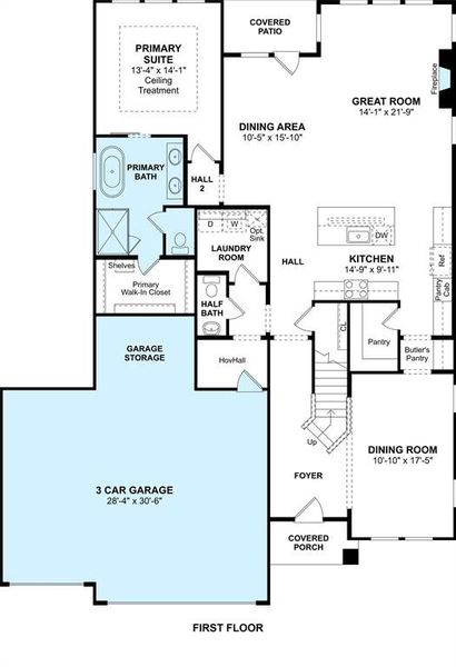 The El Paso floor plan by K. Hovnanian Homes. 1st Floor Shown. *Prices, plans, dimensions, features, specifications, materials, and availability of homes or communities are subject to change without notice or obligation.