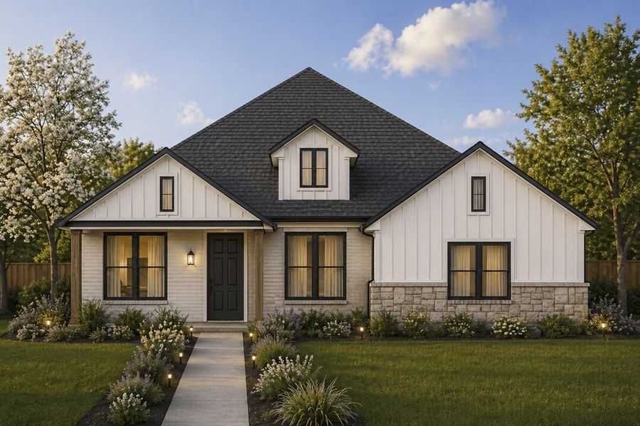 Representative exterior photo of a completed home built from the The Broadway by Lillian Custom Homes in Ten Mile Creek, DeSoto, TX (Image 2). Representative exterior photo of a completed home built from the The Broadway by Lillian Custom Homes in Ten Mile Creek, DeSoto, TX (Image 2).