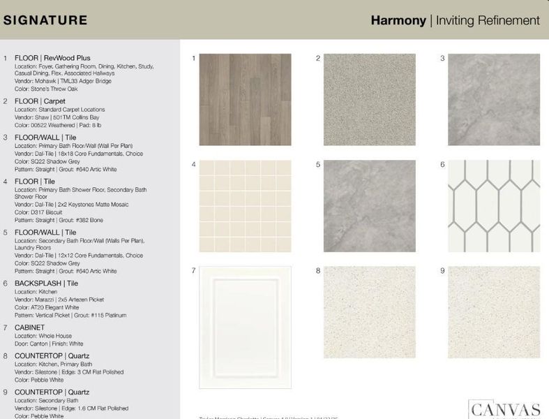 3165 Beacon Heights Road design selections. Home is currently under construction and selections are subject to change.