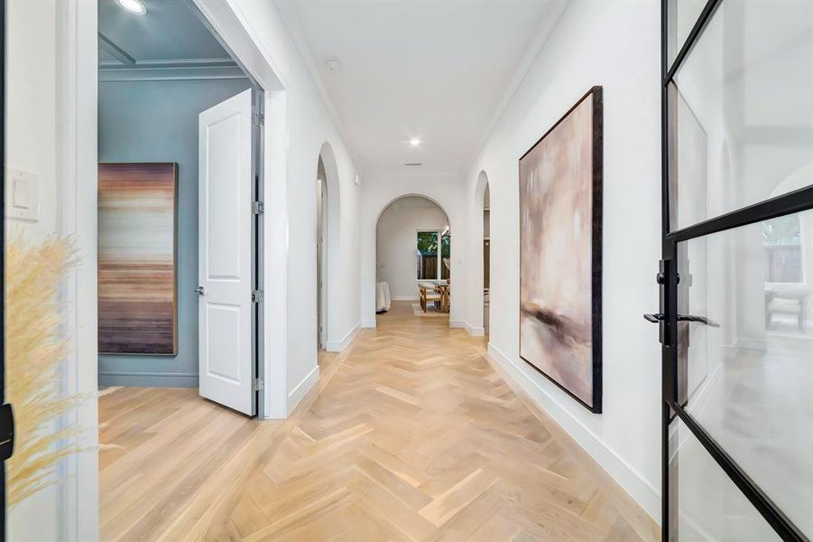 Hall with arched walkways and recessed lighting Hall with arched walkways and recessed lighting